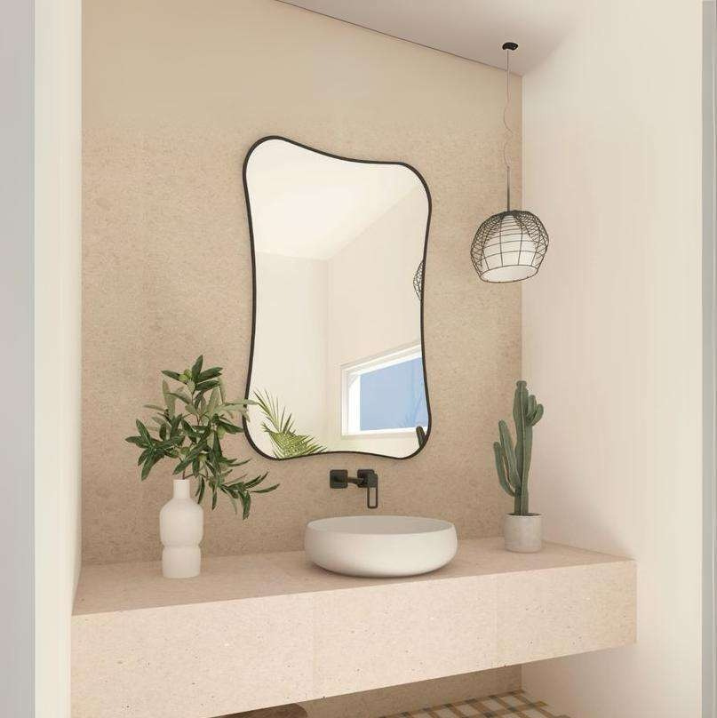 Modern Abstract Irregular Wall Mirror - Anodized Aluminum Frame