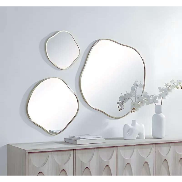 Organic Shape Mirror Set Silver