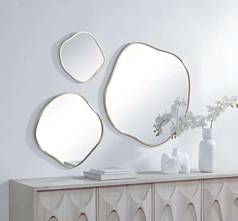 Organic Shape Mirror Set Silver