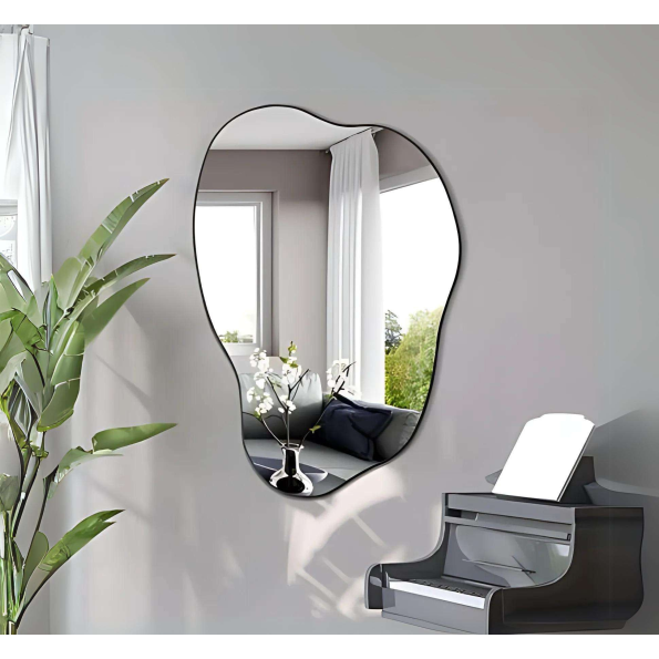 irregular Organic Wall Mirror - Black Matte | Belgium Mirror