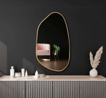 Modern Asymmetrical Wall Mirror - Anodized Aluminum Frame