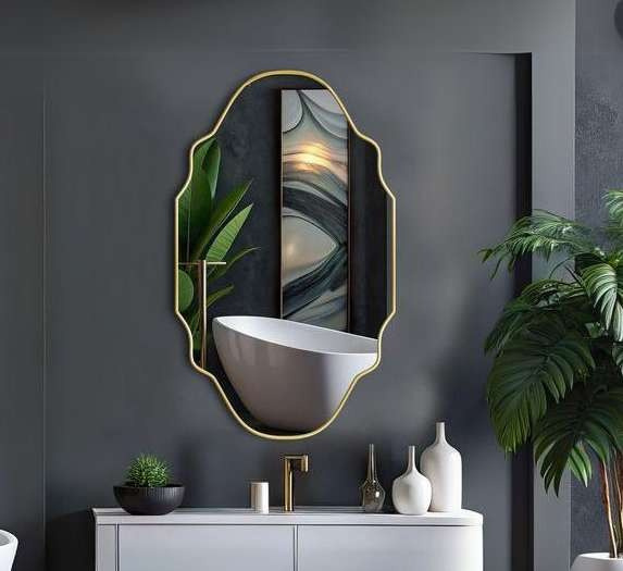 Elegant Oval Wall Mirror - Anodized Aluminum Frame