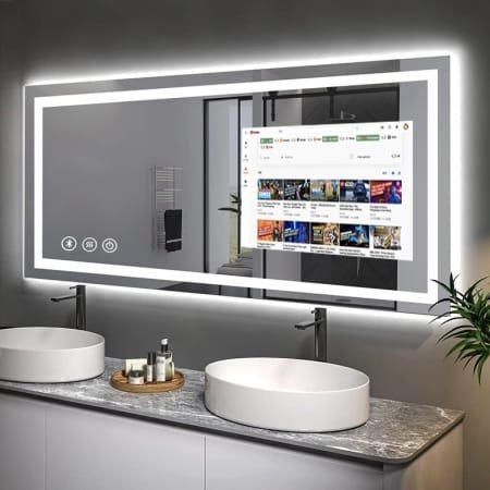 Minimalist Rectangle LED Mirror – Android-Powered & Space-Saving Design