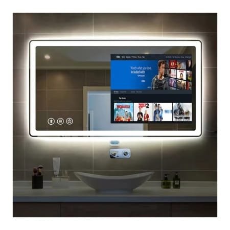 Art Deco Rectangle LED Mirror TV – Android-Powered & Energy-Saving Design