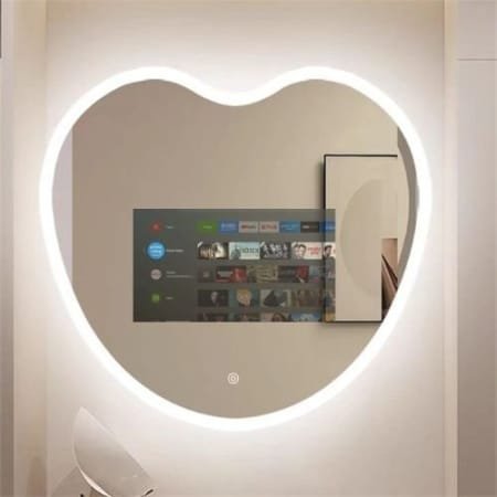 Heart-Shaped LED Android TV Mirror with Remote Control