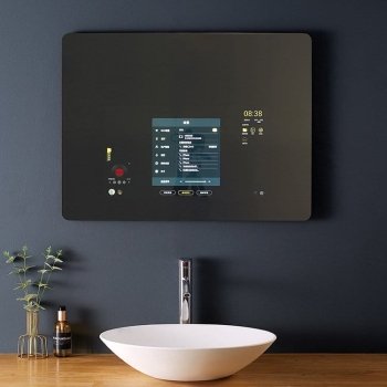 Premium Rectangle LED Mirror with Android TV – Frameless & Shatterproof