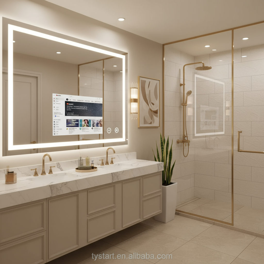 Luxury Android TV LED Mirror with Touch & Remote Control