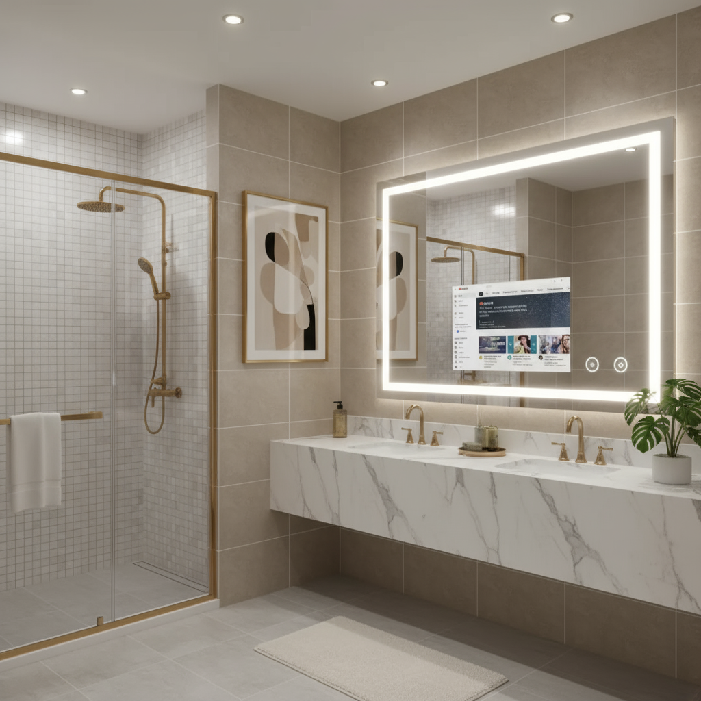 Luxury Android TV LED Mirror with Touch & Remote Control