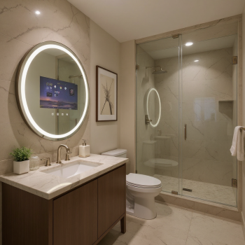 Round Android Smart LED TV Mirror – Touchscreen & Remote-Controlled Luxury 5