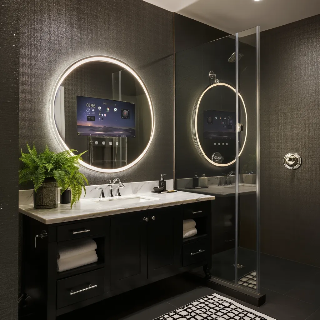 Round Android Smart LED TV Mirror – Touchscreen & Remote-Controlled Luxury