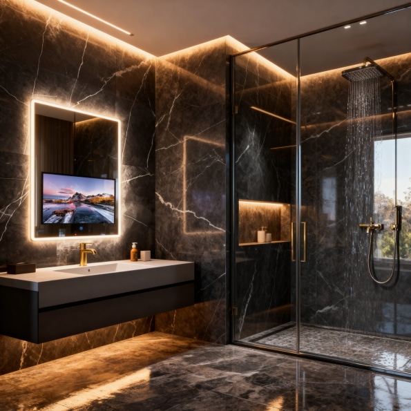 LED Mirror with Built-in Android TV for Modern Bathrooms LED Mirror with Built-in Android TV for Modern Bathrooms