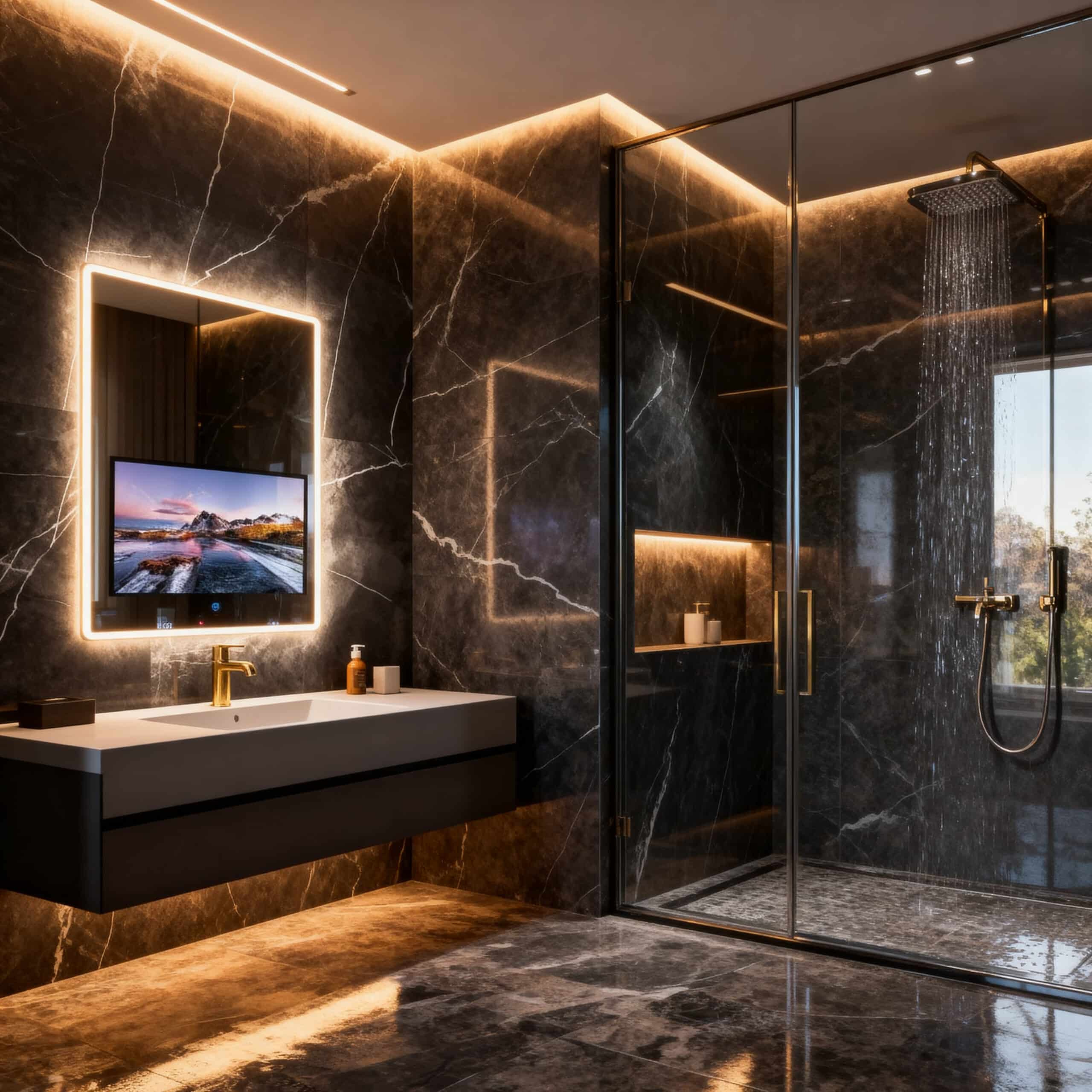 LED Mirror with Built-in Android TV for Modern Bathrooms