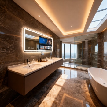 LED Vanity Mirror with Integrated Smart TV System