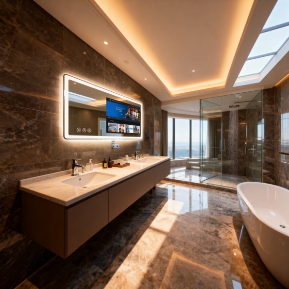 LED Vanity Mirror with Integrated Smart TV System LED Vanity Mirror with Integrated Smart TV System