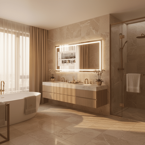 Advanced Smart Bathroom Mirror with WiFi Display & Controls