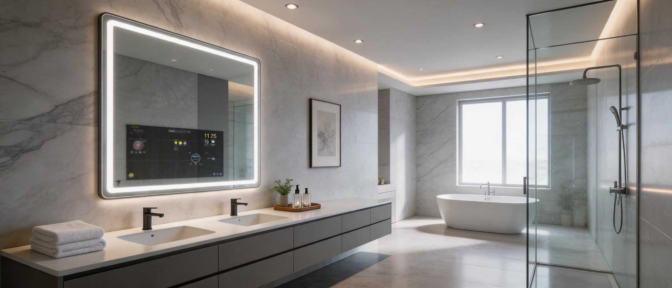 LED Smart Vanity Mirror with Digital Interface & Warm Lighting