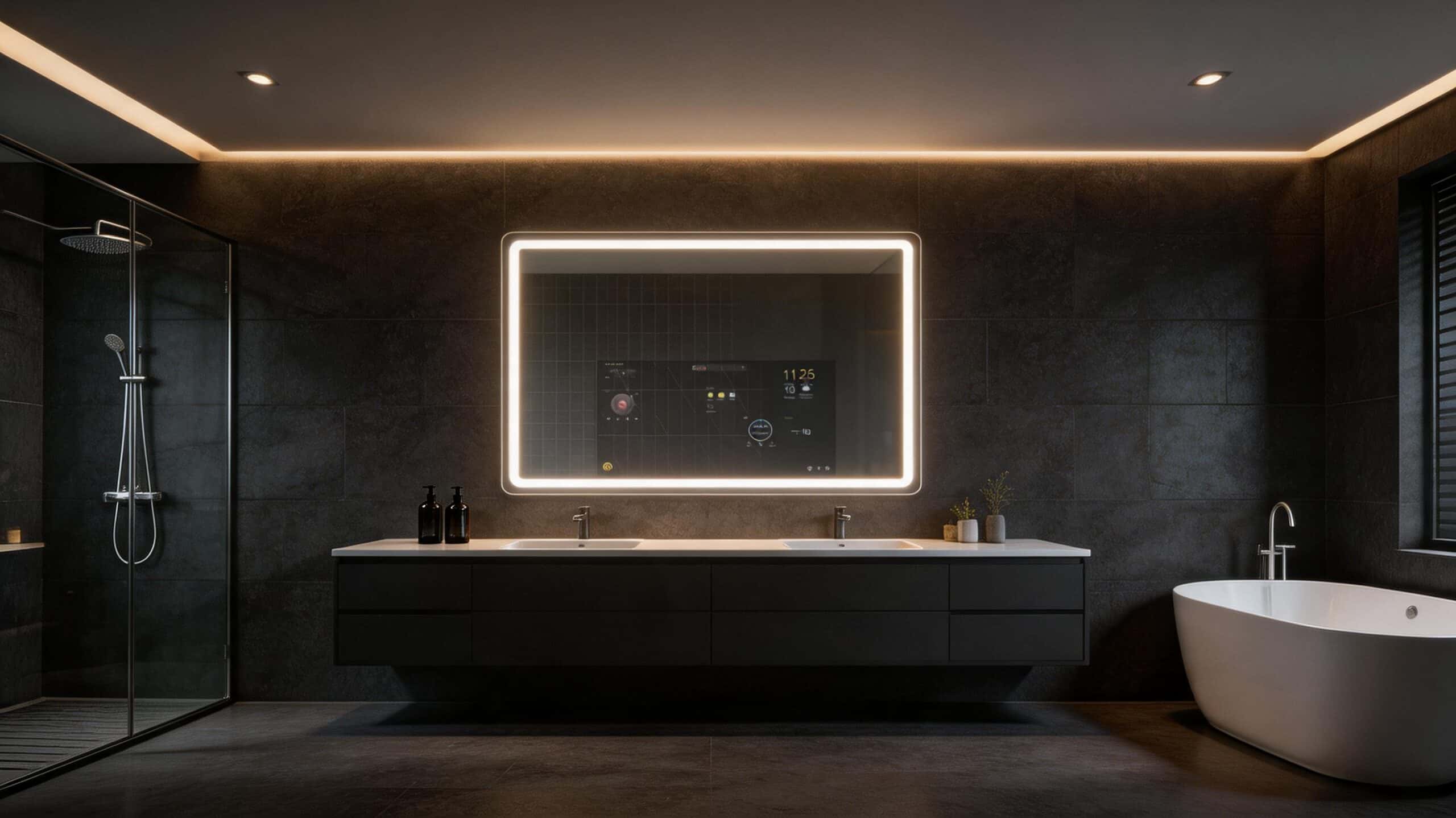 LED Smart Vanity Mirror with Digital Interface & Warm Lighting