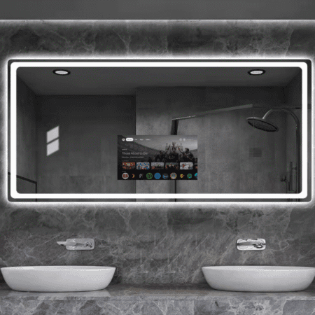 Minimalist Rectangle LED Mirror – Android-Powered & Space-Saving Design