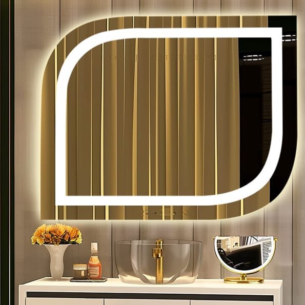 LED Elegant Square Mirror - Modern Illuminated Bathroom Mirror with Soft LED Lighting