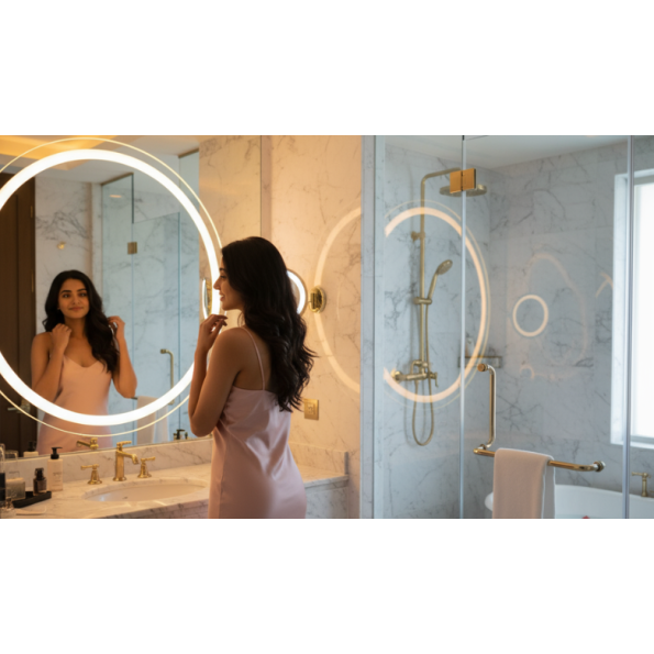 Circular LED Mirror with Bright Backlighting | Modern Frameless Design for Bathrooms 2