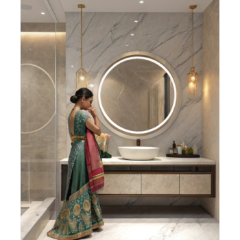 Circular LED Mirror with Bright Backlighting | Modern Frameless Design for Bathrooms 1