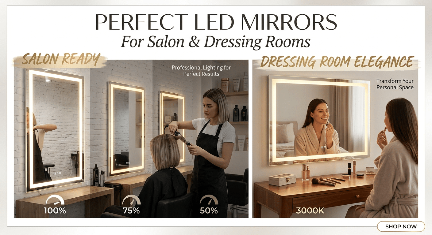 Professional LED Mirrors for Salons & Makeup Rooms
