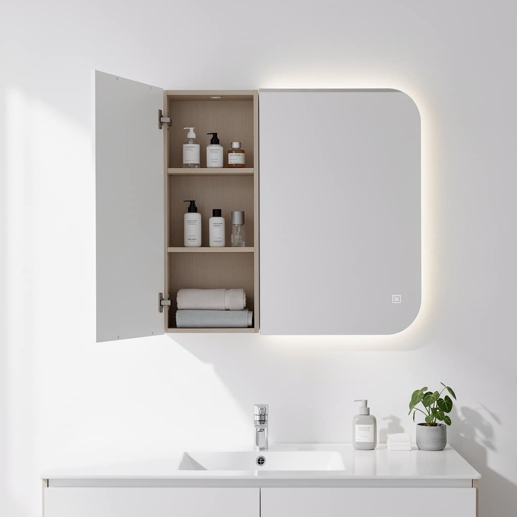 Modern LED Bathroom Mirror Cabinet with Storage