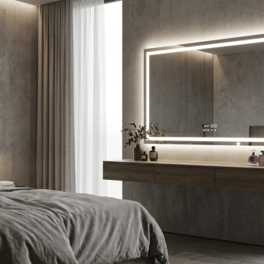 Minimalist Bedroom, Maximum Glow with LED Mirrors