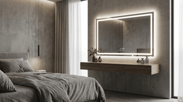 Minimalist Bedroom, Maximum Glow with LED Mirrors