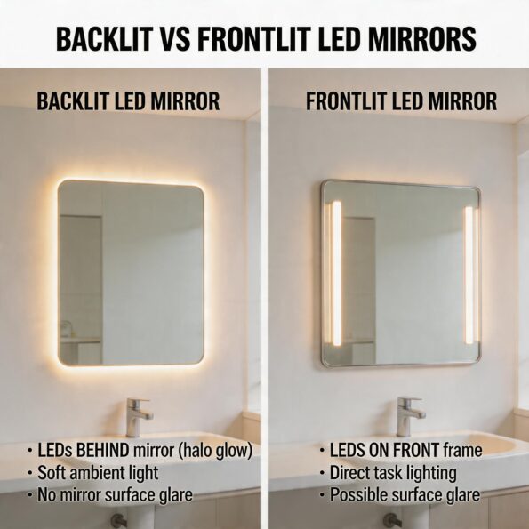 Backlit vs Frontlit LED Mirrors | Which Lighting Style is Best for Your Bathroom