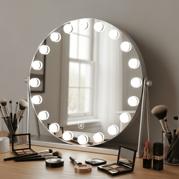 Premium Round Hollywood LED Makeup Mirror with Bulb Lights