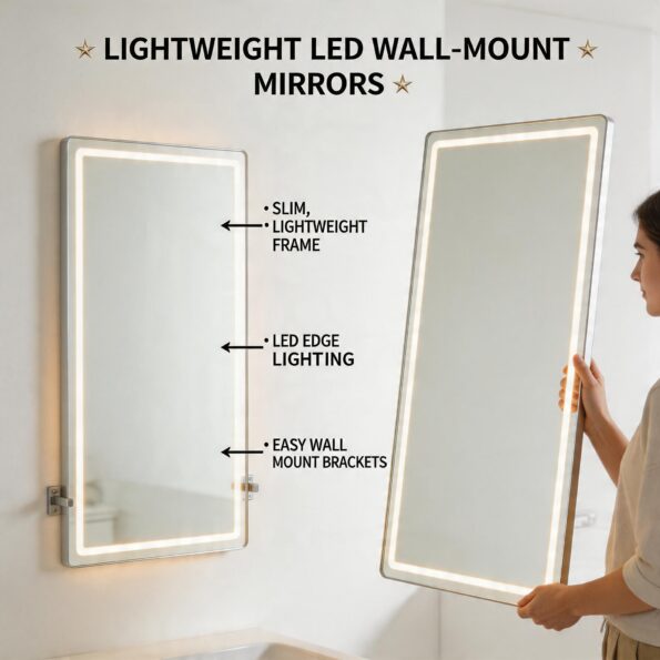 Slim & Lightweight LED Wall Mirror with Easy Installation