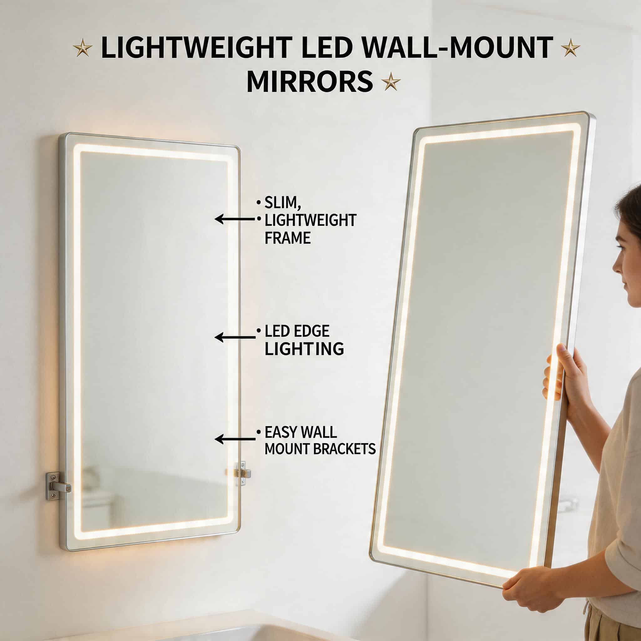 Slim & Lightweight LED Wall Mirror with Easy Installation