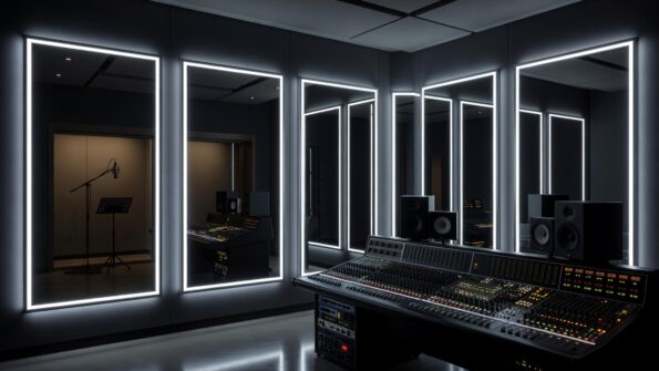 Modern LED Mirrors for Professional Audio Production Spaces